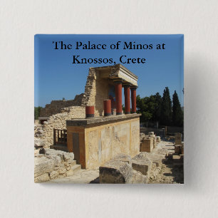 Badge Carré 5 Cm Le palais de Minos chez Knossos, Crète, GRÈCE