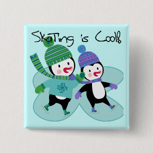 Badge Carré 5 Cm Le patinage de pingouins est frais