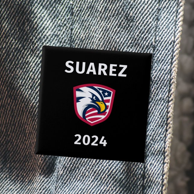 Badge Carré 5 Cm Le patriotique cool Francis Suarez 2024, aigle éle (Créateur téléchargé)