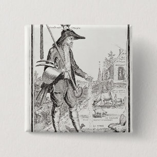 Badge Carré 5 Cm Le paysan de village, né pour souffrir, c.1780