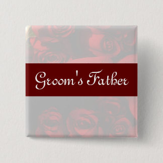 Badge Carré 5 Cm "Le Père de la Groom" - Bouquet Rose rouge (2)