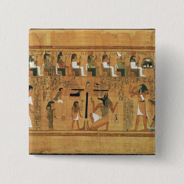 Badge Carré 5 Cm Le pesage du coeur contre la plume de (Devant)