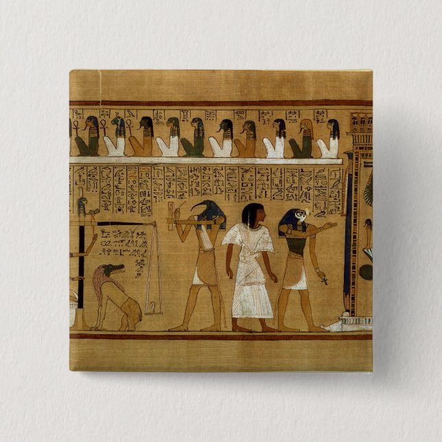 Badge Carré 5 Cm Le pesage du coeur contre la plume de Maat (Devant)