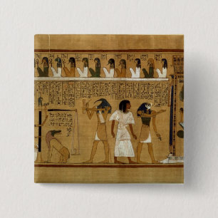 Badge Carré 5 Cm Le pesage du coeur contre la plume de Maat