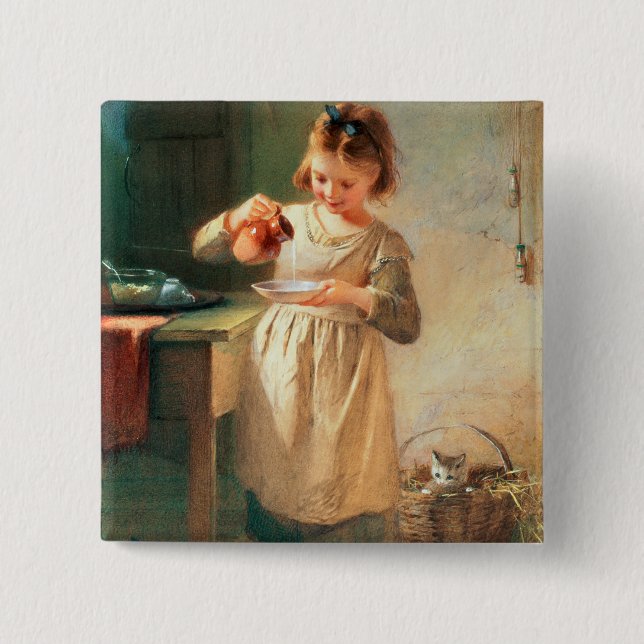 Badge Carré 5 Cm Le petit déjeuner de Kitty (Devant)
