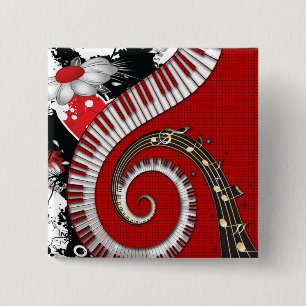 Badge Carré 5 Cm Le piano verrouille des remous floraux grunges de