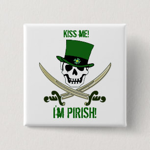 Badge Carré 5 Cm Le pirate de jolly roger de st patrick