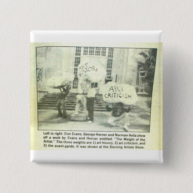 Badge Carré 5 Cm Le poids de l'artiste (Devant)