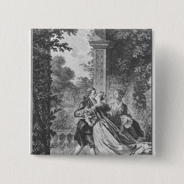 Badge Carré 5 Cm Le premier baiser de l'amour (Devant)