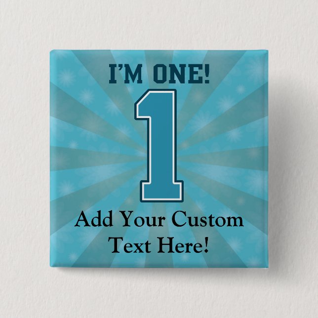 Badge Carré 5 Cm Le premier garçon d'anniversaire, j'ai un ans, (Devant)
