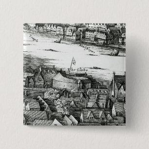 Badge Carré 5 Cm Le premier théâtre de globe ou théâtre rose