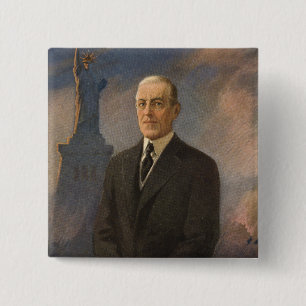 Badge Carré 5 Cm Le président américain Woodrow Wilson & la Liberté