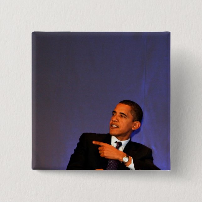 Badge Carré 5 Cm Le Président Barack Obama (Devant)