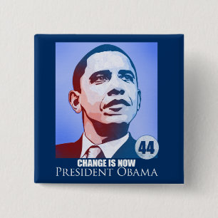 Badge Carré 5 Cm Le Président Obama, changement est maintenant