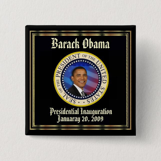 Badge Carré 5 Cm Le Président Obama Presidential Inauguration (Devant)
