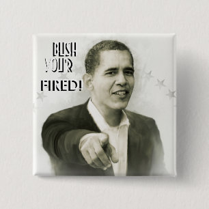 Badge Carré 5 Cm Le Président Obama Vintage Button2