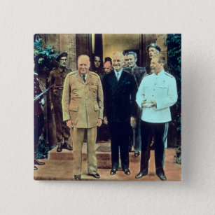 Badge Carré 5 Cm Le Président Truman et Joseph Staline