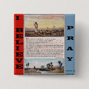 Badge Carré 5 Cm Le psaume 23, le seigneur est mon bouton de prièr