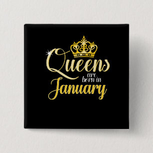 Badge Carré 5 Cm Le Queens sont en janvier anniversaire né de fille