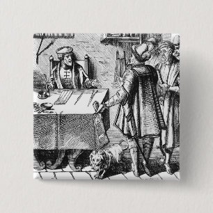 Badge Carré 5 Cm Le récepteur des impôts, après une gravure sur