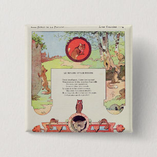 Badge Carré 5 Cm Le renard et les raisins