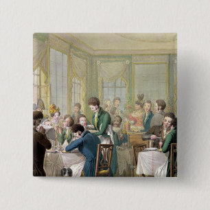 Badge Carré 5 Cm Le restaurant dans le Palais Royal, 1831
