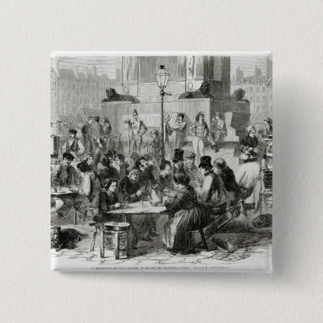 Badge Carré 5 Cm Le restaurant des pieds humides (Devant)