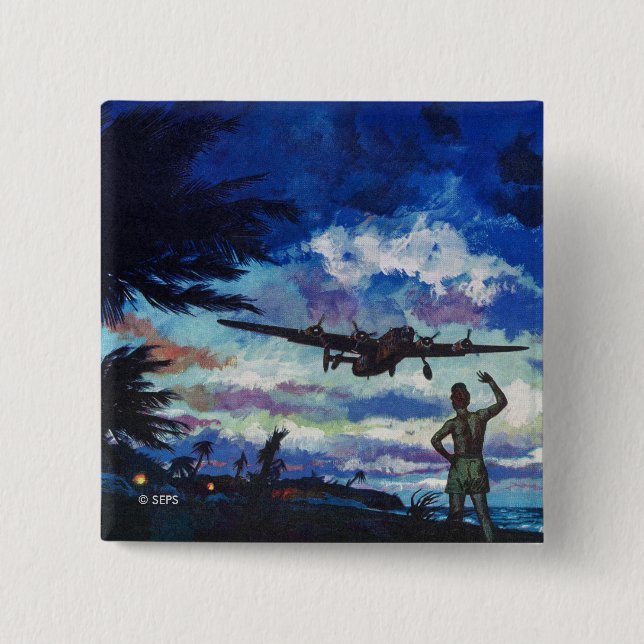 Badge Carré 5 Cm Le retour du guerrier (Devant)