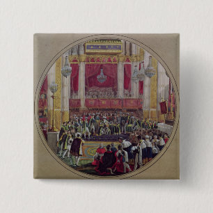 Badge Carré 5 Cm Le Roi Charles X recevant les chevaliers