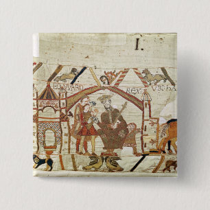 Badge Carré 5 Cm Le Roi Edouard donnant ses instructions au comte