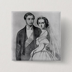 Badge Carré 5 Cm Le Roi Edouard et la Reine Alexandra