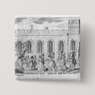 Badge Carré 5 Cm Le Roi George III et la Reine Charlotte