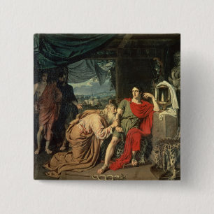 Badge Carré 5 Cm Le Roi Priam priant Achille pour le retour de