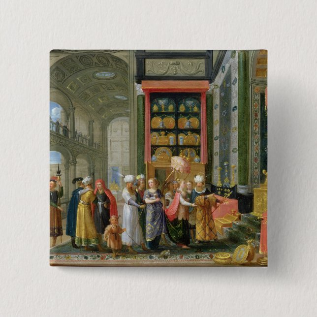 Badge Carré 5 Cm Le Roi Solomon et la reine de Sheba (Devant)