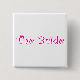 Badge Carré 5 Cm Le rose de jeune mariée