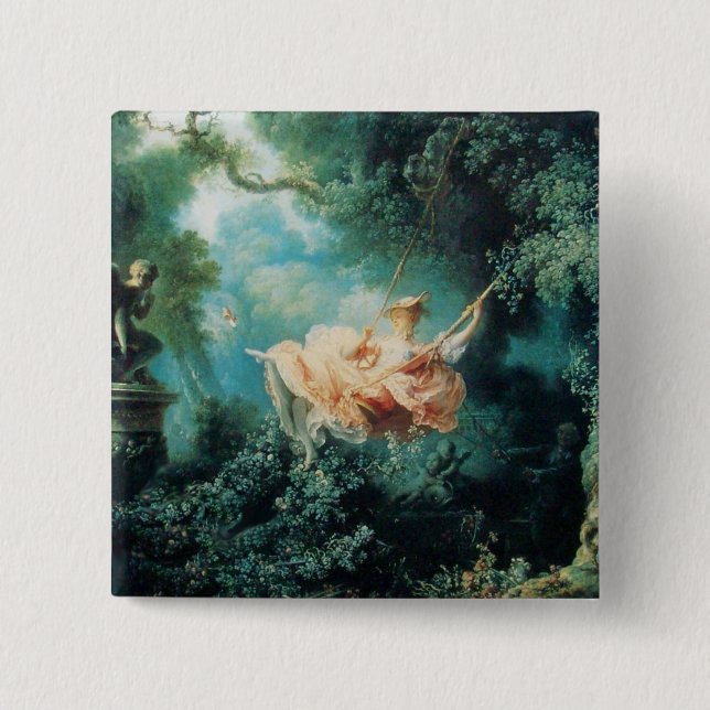 Badge Carré 5 Cm LE rose vert SWING (Devant)