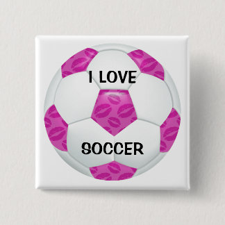 Badge Carré 5 Cm Le rouge à lèvres rose embrasse le ballon de
