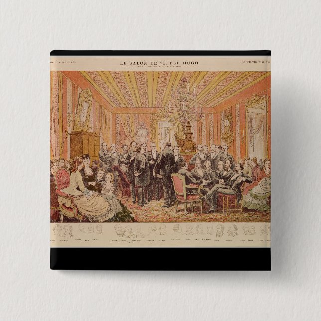 Badge Carré 5 Cm Le salon de Victor Hugo (Devant)