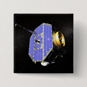 Badge Carré 5 Cm Le satellite interstellaire d'explorateur de