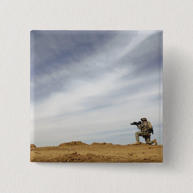 Badge Carré 5 Cm Le sergent assure la sécurité (Devant)