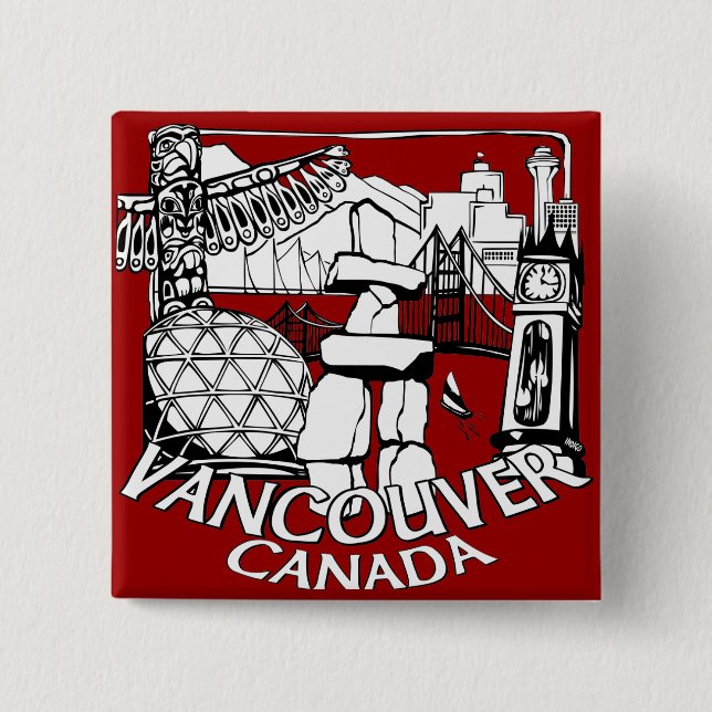 Badge Carré 5 Cm Le souvenir de Vancouver Canada boutonne le cadeau (Devant)