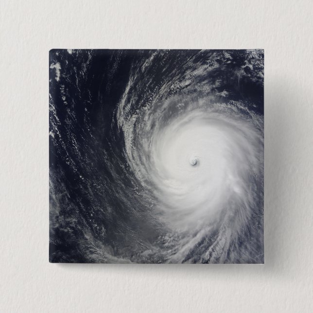 Badge Carré 5 Cm Le Super Typhoon Melor survole l'océan Pacifique (Devant)