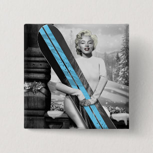 Badge Carré 5 Cm Le surf des neiges de Marilyn