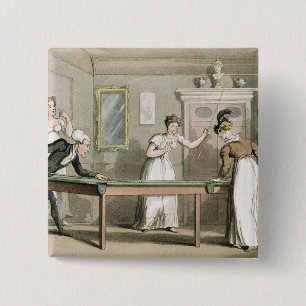 Badge Carré 5 Cm Le Tableau de billard, 'de la visite de Dr. Syntax