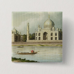 Badge Carré 5 Cm Le Taj Mahal, tombe de l'empereur Shah Jehan et