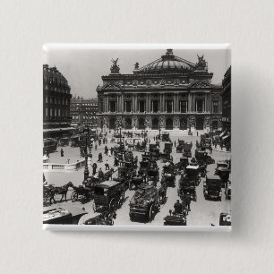 Badge Carré 5 Cm Le trafic devant le théatre de l'opéra de Paris