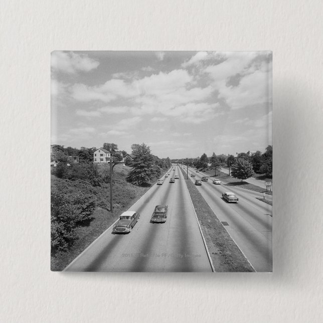Badge Carré 5 Cm Le trafic sur la route (Devant)