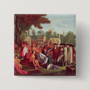 Badge Carré 5 Cm Le Traité de William Penn avec les Indiens en 168