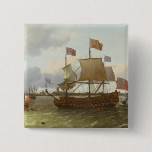 Badge Carré 5 Cm Le Trois-Maître "Britannia" à Rotterdam, 1698