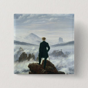 Badge Carré 5 Cm Le vagabond au-dessus de la mer du brouillard,